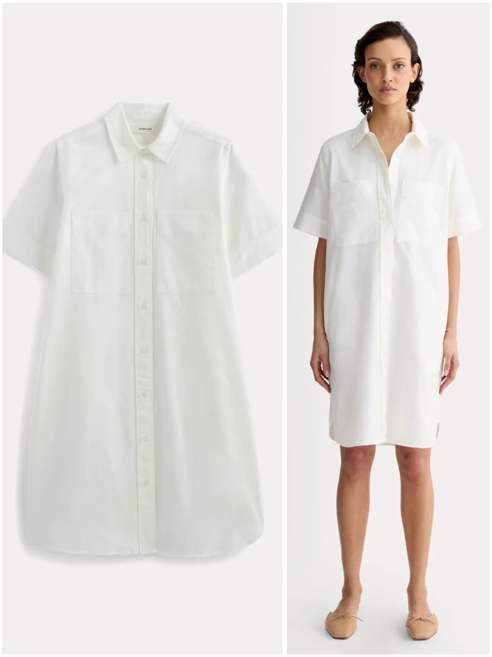 Everlane Oxford Short Sleeve Shirt Dress White Organic Cotton XL Relaxed Fit NEW